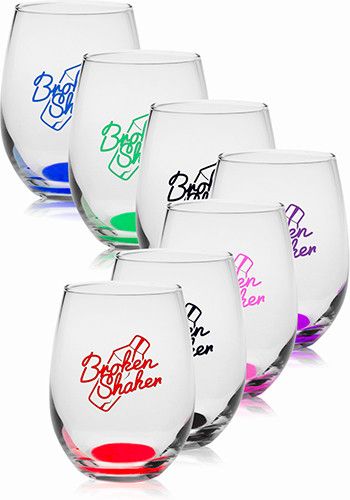 The Cool 9 Oz. Clear Stemless Wine Glass - Screenprinted (Imported Price)